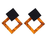 Personality 2019 Trapezoid Large Long Acrylic Acetate Drop Earrings For Women Rectangle Tortoiseshell Earring Za Jewelry