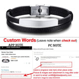 Personalized Genuine Leather Bracelets for Men Women Stainless Steel ID Bar Custom Name Date Adjustable Length Male Pulseira