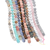 Polish Round Matte Frosted Tiger Eye Turquoises Natural Stone Beads Amazonite Watermelon Loose Beads for Bracelet Jewelry Making