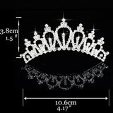 Princess Crown for Girls Show Bridal Crown Tiara Diadem Silver Crystal Floral Wedding Bridal Hair Accessories Head Jewelry