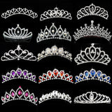 Princess Crown for Girls Show Bridal Crown Tiara Diadem Silver Crystal Floral Wedding Bridal Hair Accessories Head Jewelry