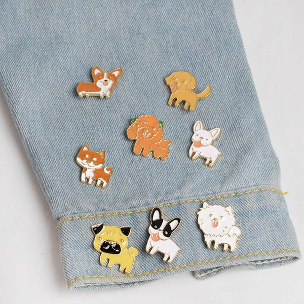 QIHE JEWELRY Animal pin set Cat Dog Panda Bird Penguin Fox Rabbit Enamel pins Cute Lapel pins Kawaii Brooches Animal jewelry