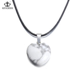 ROYALBEIER Natural Quartz Pendant Stone Hexagonal Pillar Pendants Necklace Tiger Eye Pendant Leather Chains Necklace Wholesale