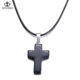 ROYALBEIER Natural Quartz Pendant Stone Hexagonal Pillar Pendants Necklace Tiger Eye Pendant Leather Chains Necklace Wholesale