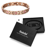 RainSo Female Bracelet Shiny crystal Stainless Steel Fashion Health Jewelry Magnetic Hologram Bracelet Charm Chain & Link Bangle