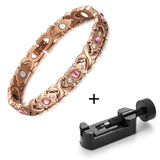 RainSo Female Bracelet Shiny crystal Stainless Steel Fashion Health Jewelry Magnetic Hologram Bracelet Charm Chain & Link Bangle