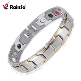 Rainso Stainless Steel Bio Energy Bracelet Fashion Health FIR Bangle Magnetic Jewelry Bracelets Hologram Wristband