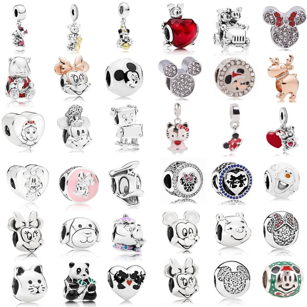 Ranqin Necklace European Fashion New Gift Original Pink Bead Fit Pandora Charm Bracelet Women Pendan Minnie Donald Duck Dog