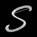 SHUANGR New Rhinestone Crystal Broches Initial Letter Brooch A-S lapel Pins and Brooches Clip Name Jewelry For Women Men Wedding