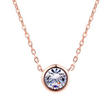 Simply Small Round 1 carat Cubic Zirconia Rose Gold Color Pendant Necklace Hot Jewelery for Women and Girls N388 N453 N454