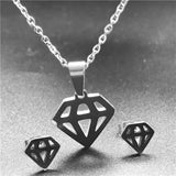 Stainless Steel Jewelry Sets For Women Moon Star Pendant Necklacae Stud Earrings Fashion Jewelry Gift Collares Mujer