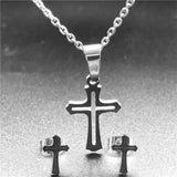 Stainless Steel Jewelry Sets For Women Moon Star Pendant Necklacae Stud Earrings Fashion Jewelry Gift Collares Mujer