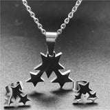 Stainless Steel Jewelry Sets For Women Moon Star Pendant Necklacae Stud Earrings Fashion Jewelry Gift Collares Mujer