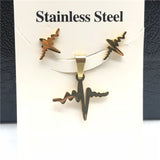 Stainless Steel Jewelry Sets For Women Moon Star Pendant Necklacae Stud Earrings Fashion Jewelry Gift Collares Mujer