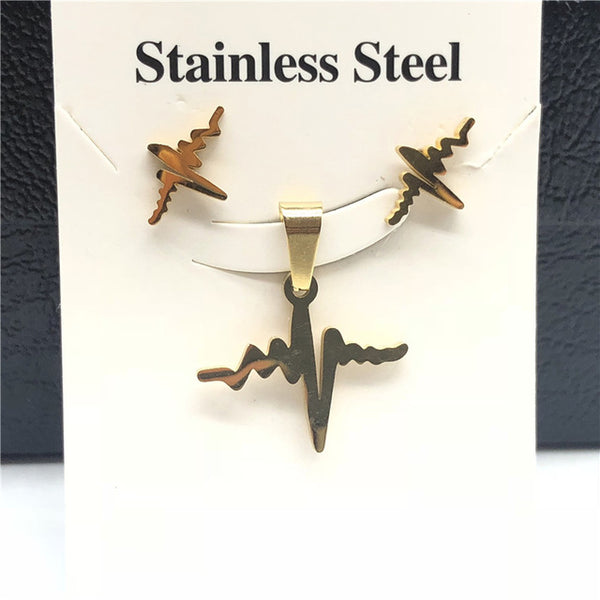 Stainless Steel Jewelry Sets For Women Moon Star Pendant Necklacae Stud Earrings Fashion Jewelry Gift Collares Mujer