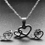 Stainless Steel Jewelry Sets For Women Moon Star Pendant Necklacae Stud Earrings Fashion Jewelry Gift Collares Mujer