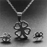 Stainless Steel Jewelry Sets For Women Moon Star Pendant Necklacae Stud Earrings Fashion Jewelry Gift Collares Mujer