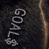 StoneFans Newest Rhinestone Letters Hair Pin Unique Sign BOSS Barrette for Women Crystal Hair Clip Letter Accessory Hair Jewelry