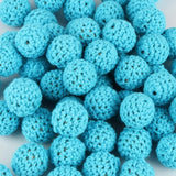 TYRY.HU 10pc/lot Crochet Round Wooden Beads Mix Handmade 16mm ball Can Chew DIY Nursing Jewelry Organic Teething Bracelet beads