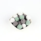 TYRY.HU 10pc/lot Crochet Round Wooden Beads Mix Handmade 16mm ball Can Chew DIY Nursing Jewelry Organic Teething Bracelet beads