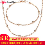 Thin 585 Rose Gold Jewelry Set for Women Marina Bead Link Chain Bracelet Necklace Set Woman Party Wedding Jewelry Gifts CS09
