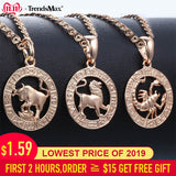 Trendsmax 12 Zodiac Sign Constellations Pendants Necklaces For Women Men 585 Rose Gold Male Jewelry Fashion Birthday Gifts GPM16