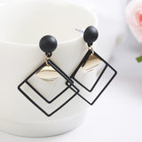 Trendy Simple Design Geometric Earrings Women Rhinestone Acrylic Metal Drop Earrings Square Round Hand Star Earrings Pendientes