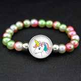 Unicorn Beads Bracelets 18mm Snap Holder Buttons Dome Cabochon Flamingos Charms Trendy Bracelets Girls Women Boy Jewelry Gift