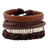 Vintage Handmade Feather Multilayer Leather Bracelet Sets Men Fashion Braiding Coffee Rope Wrap Bracelets & Bangles Male Gift