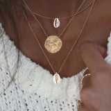 Vintage Leaf Cross Heart Pyramid Ancient Egyptian Pharaoh Pendant Multilayer Gold Necklace Punk Lady Jewelry Women Necklace Set