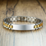 Vnox Gold Tone Stainless Steel Mens ID Bracelets Free Engraving Laser Name Date Customize Gift