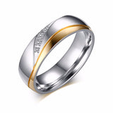 Vnox Gold-color Wedding Bands Ring for Women Men Jewelry 6mm Stainless Steel Engagement RingCouple Lover Anniversary Gift