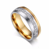 Vnox Gold-color Wedding Bands Ring for Women Men Jewelry 6mm Stainless Steel Engagement RingCouple Lover Anniversary Gift