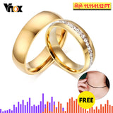 Vnox Gold-color Wedding Bands Ring for Women Men Jewelry 6mm Stainless Steel Engagement RingCouple Lover Anniversary Gift
