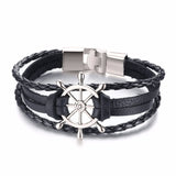 Vnox Lucky Vintage Men's Leather Bracelet Playing Cards Raja Vegas Charm Multilayer Braided Women Pulseira Masculina 7.87"