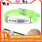 Vnox Personalize Kids Baby ID Bracelets Soft Silicone Rudder Stainless Steel Children Girls Boys Custom Emergency Name Phone