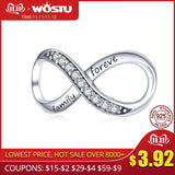 WOSTU 925 Sterling Silver Forever Family Infinity Love Charms Bead Fit Original Bracelet Pendant   Jewelry CQC1146