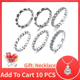 WOSTU Hot Sale 925 Sterling Silver 9 Styles Stackable Party Finger Ring For Women Original Fine Jewelry Gift FB7151