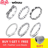 WOSTU Hot Sale 925  Sterling Silver Rings For Women European Original Wedding Fashion Brand Ring Jewelry Gift
