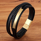 XQNI Wholesale Price Classic Genuine Leather Bracelet For Men Hand Charm Jewelry Multilayer Magnet Handmade Gift For Cool Boys