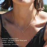 initial pendant custom name letter stainless steel necklace women statement nameplate personalized layered choker necklace