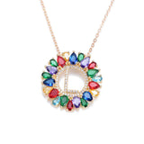 multicolor CZ micro pave zircon charm necklace fashion Gold 26 Alphabet letter pendant necklace letter necklaces