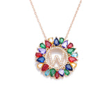 multicolor CZ micro pave zircon charm necklace fashion Gold 26 Alphabet letter pendant necklace letter necklaces