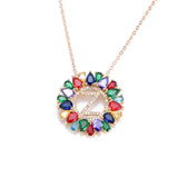 multicolor CZ micro pave zircon charm necklace fashion Gold 26 Alphabet letter pendant necklace letter necklaces