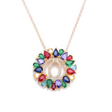 multicolor CZ micro pave zircon charm necklace fashion Gold 26 Alphabet letter pendant necklace letter necklaces