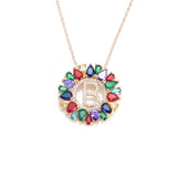 multicolor CZ micro pave zircon charm necklace fashion Gold 26 Alphabet letter pendant necklace letter necklaces