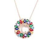 multicolor CZ micro pave zircon charm necklace fashion Gold 26 Alphabet letter pendant necklace letter necklaces