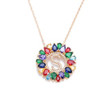 multicolor CZ micro pave zircon charm necklace fashion Gold 26 Alphabet letter pendant necklace letter necklaces