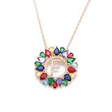 multicolor CZ micro pave zircon charm necklace fashion Gold 26 Alphabet letter pendant necklace letter necklaces