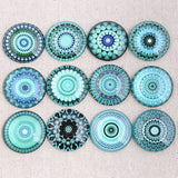 onwear mix blue mandala photo round glass cabochon 12mm 14mm 18mm 20mm 25mm 30mm diy flat back handmade jewelry components